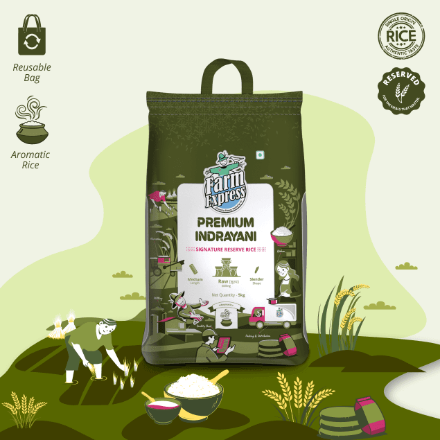 Premium Indrayani rice pack — front